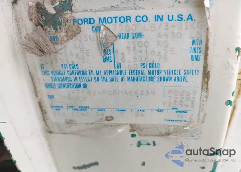 1985 Ford Econoline E250 Van из США, поврежденный, VIN 1FTFE24F0FHA66239